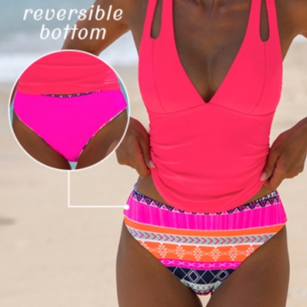 Popvil Bikini Bottoms Bright Geometric Print Large